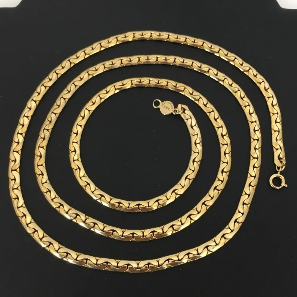 Vintage Chunky Long Gold Tone Chain Necklace by Accessocraft New York City